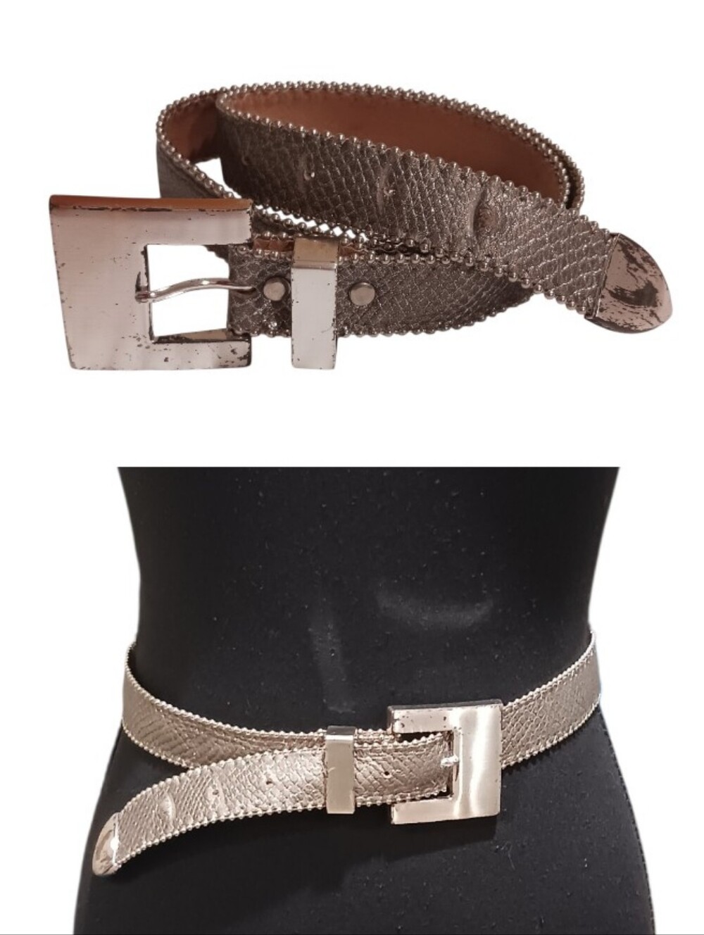 BB Simon Embossed Leather Ball Chain Belt